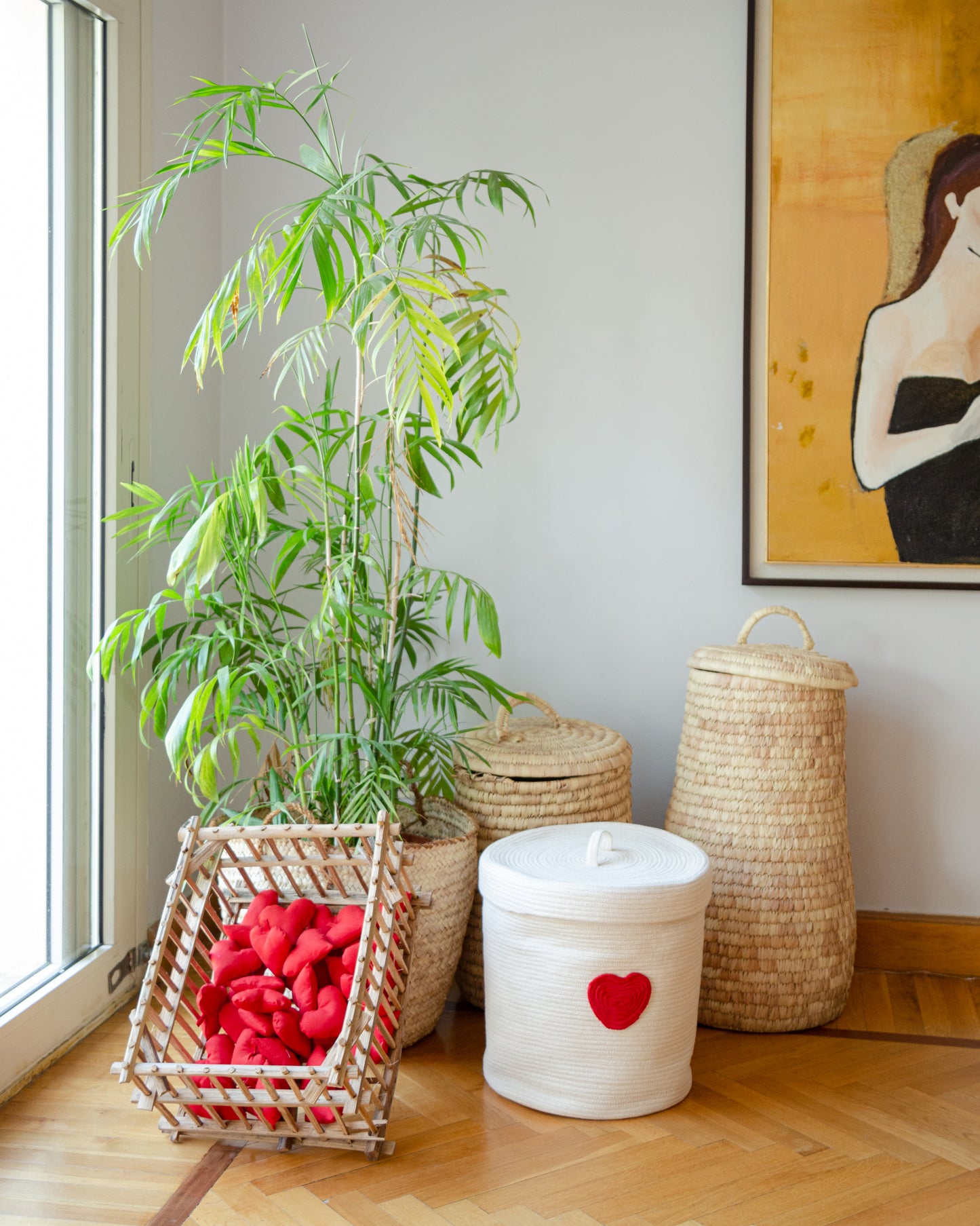 Grand panier à linge ou à jouets en coton tressé