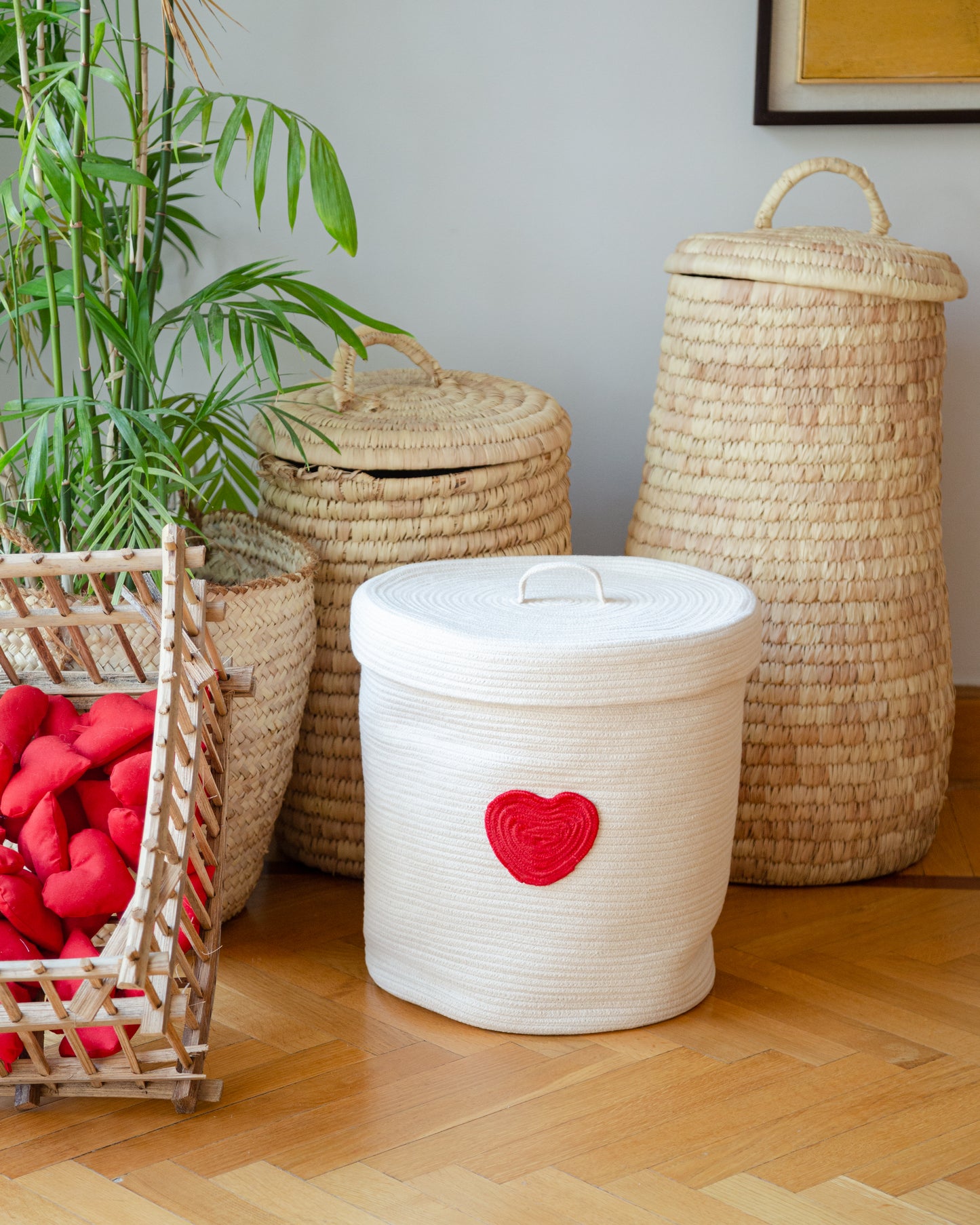 Grand panier à linge ou à jouets en coton tressé