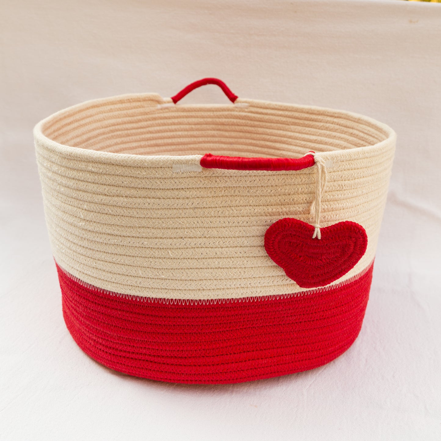 Joli panier bi-colore coton tressé