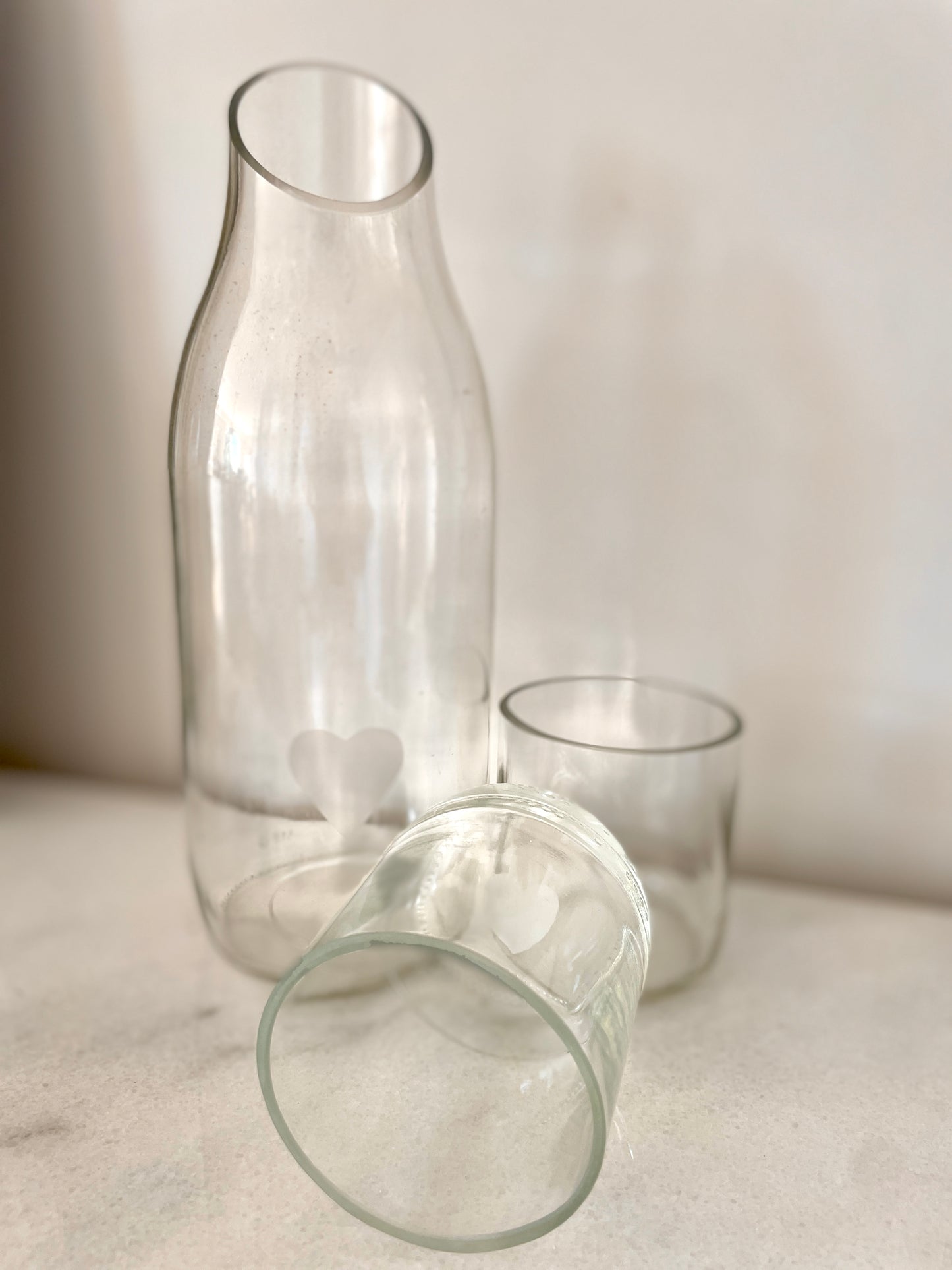 Bottle and two glasses set