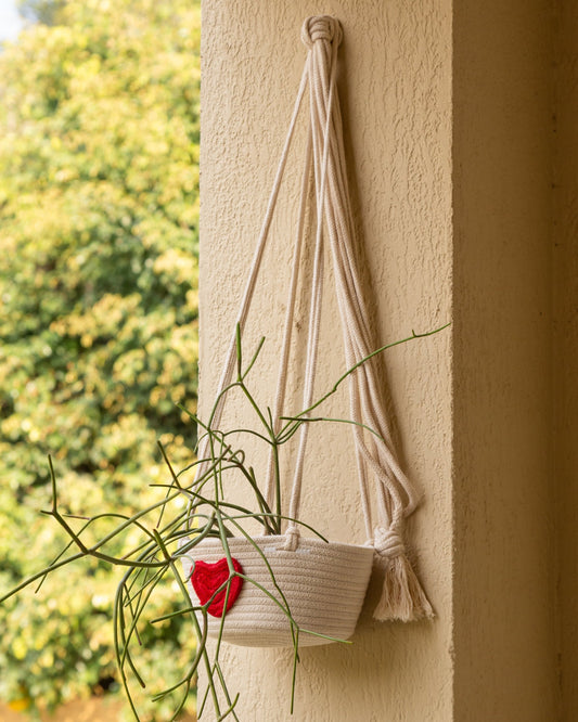 Suspension en coton tressé, porte-plante ou vide poche