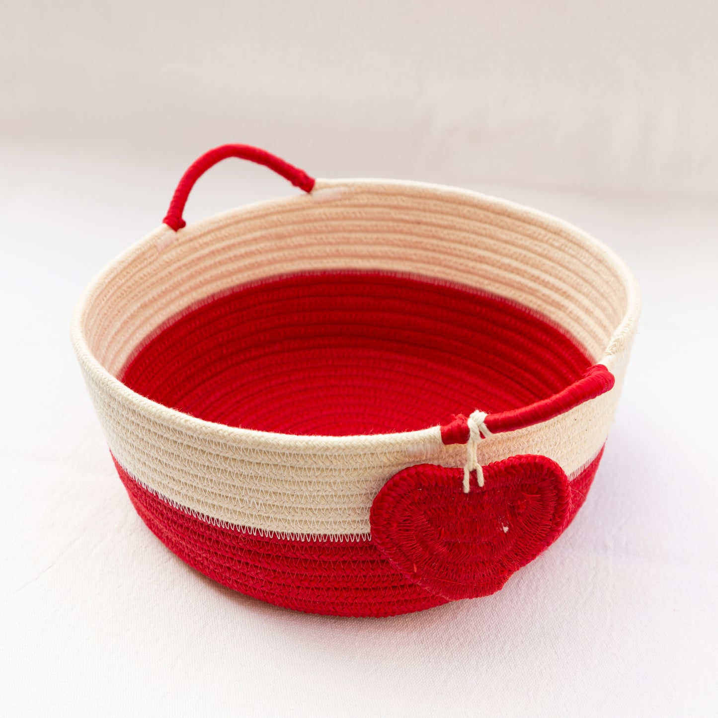 Red and white cotton basket